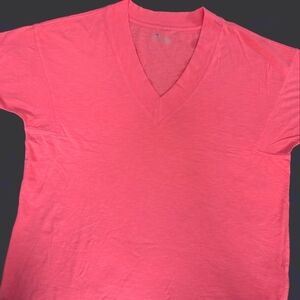 AERIE Vibrant Coral V-Neck T-Shirt, SIZE S